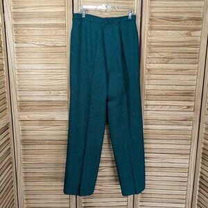 High-Waist Teal Textured Dress Pants